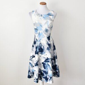 Calvin Klein Floral Fit and Flare Scuba Dress - 8